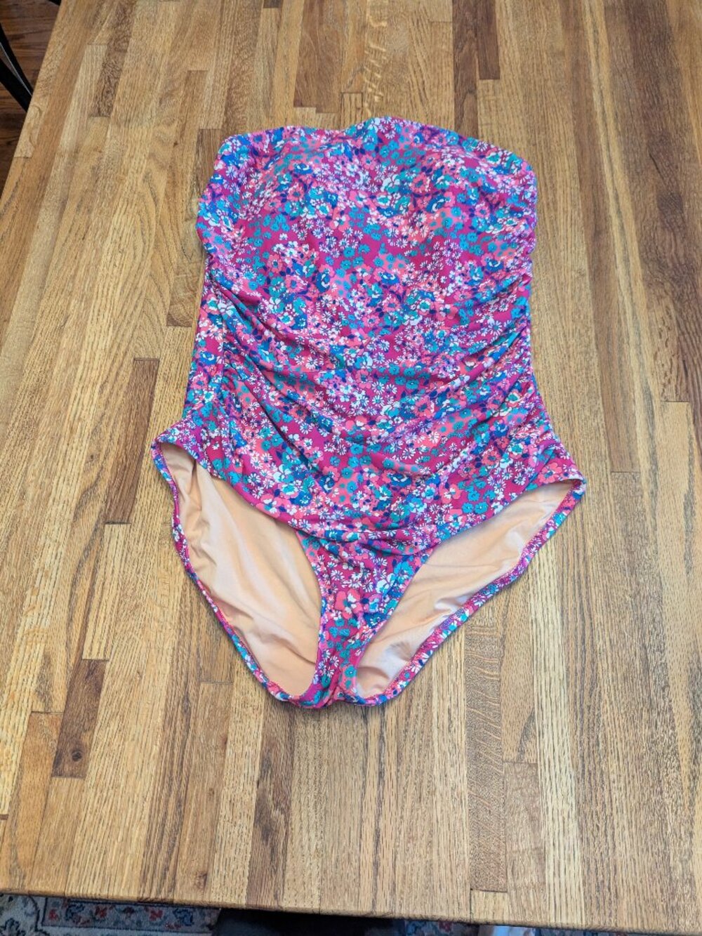 J Crew Floral Bandeau Top One Piece Bathing/Swim Suit